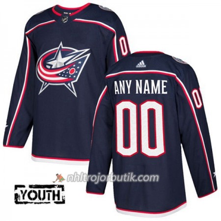 Barn Ishockey Columbus Blue Jackets Tröja med eget tryck Adidas 2017-2018 Marinblå Authentic